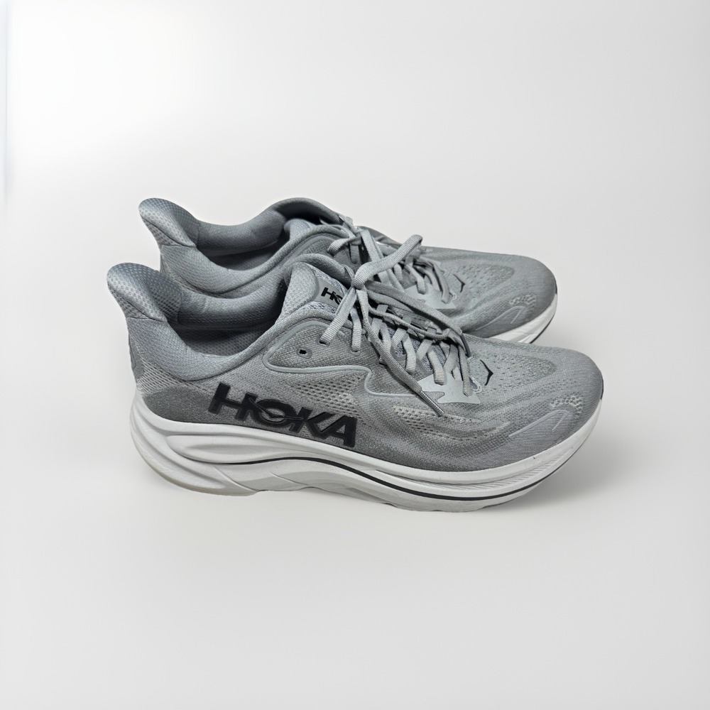 Hoka One One Gray and White Athletic Running Shoes
